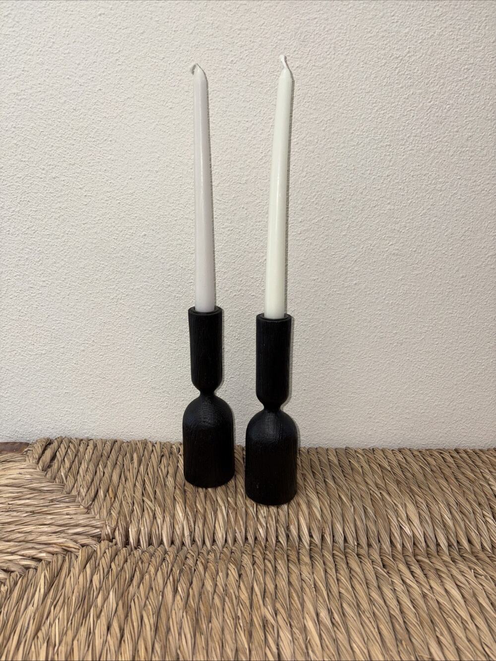 Crate&Barrel Black Asker Taper Candle Holder